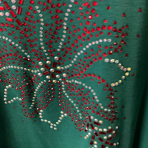 Quacker Factory plus size, scoop neck, 3/4 sleeve, holiday top - Picture 3 of 6